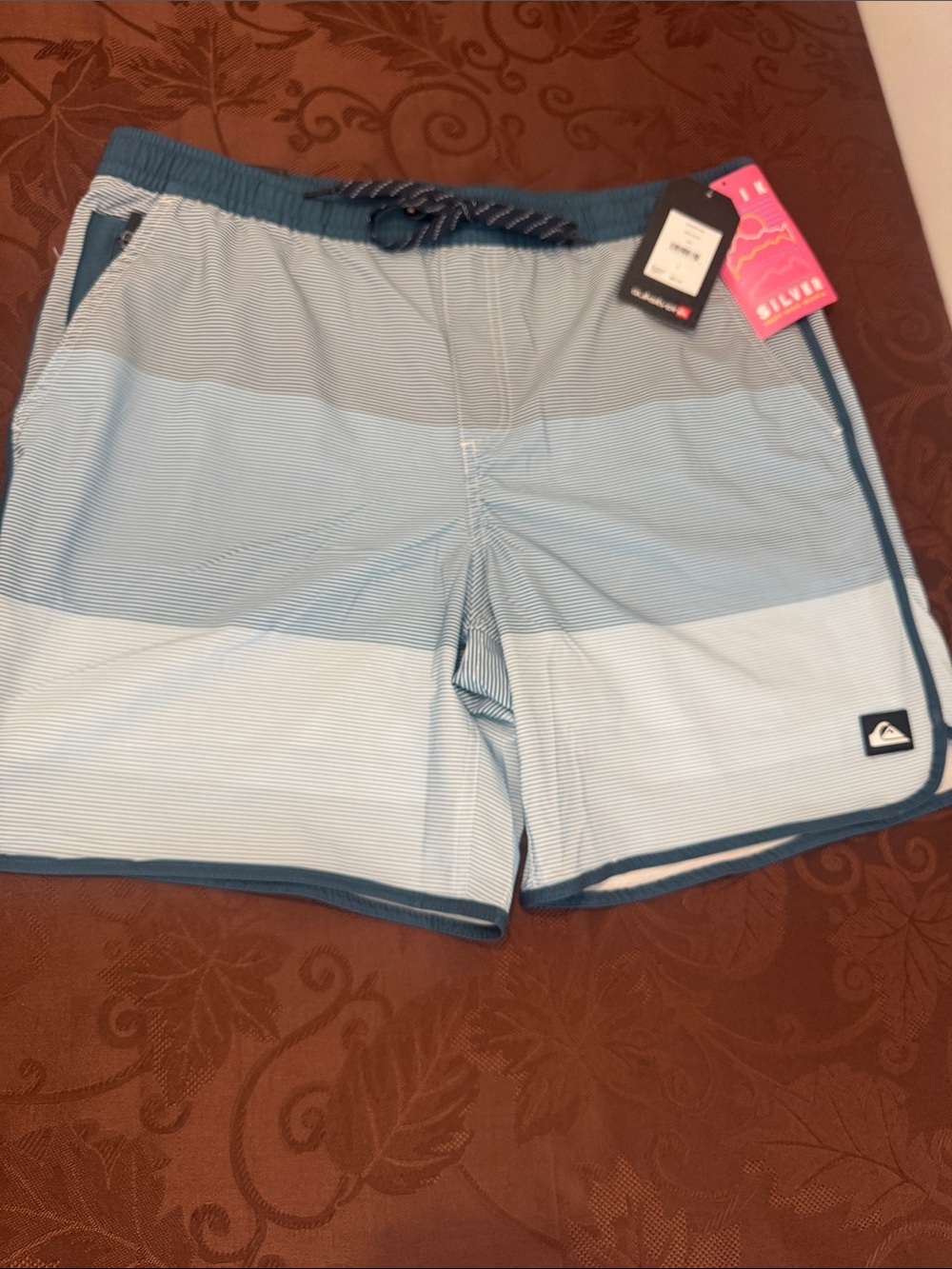 Quiksilver Light Blue Striped Swim Shorts